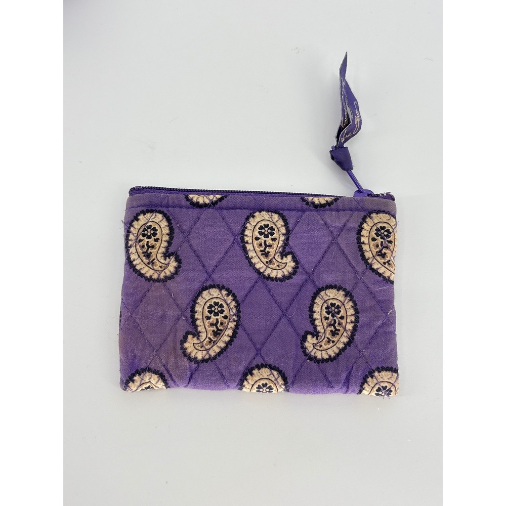 Vera Bradley Purple Paisley Ruffled Handbag Quilted Shoulder Tote Wallet Set - Picture 7 of 10